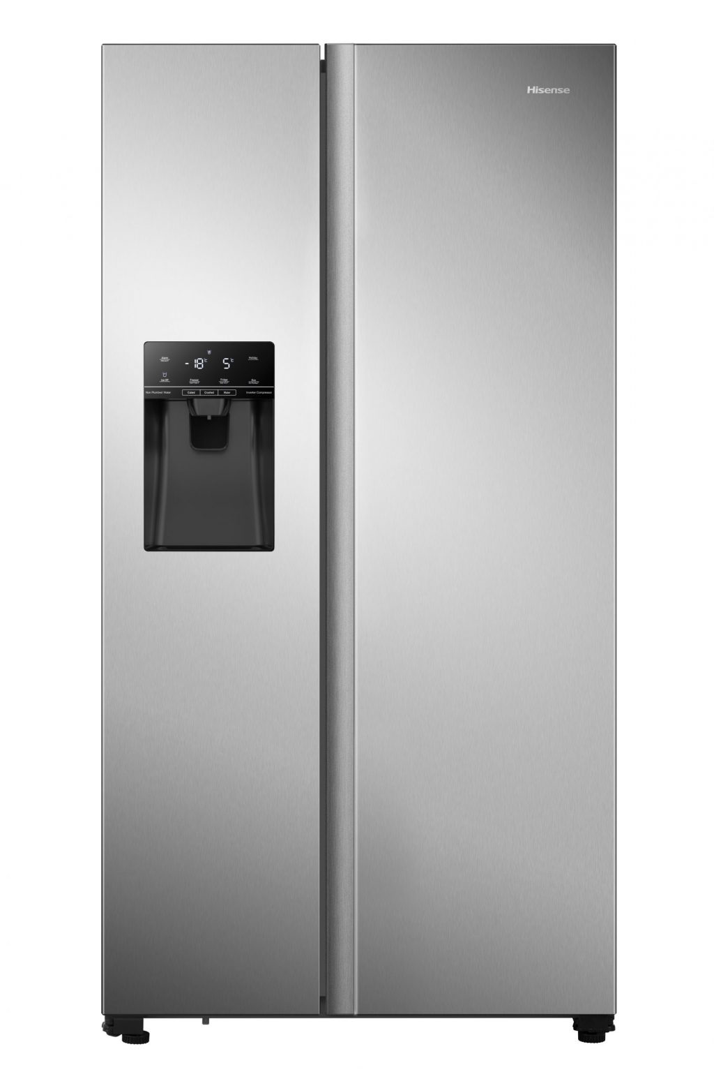 HISENSE American Style NonPlumbed Ice & Water PureFlat Fridge Freezer In Steel RS694N4TCF