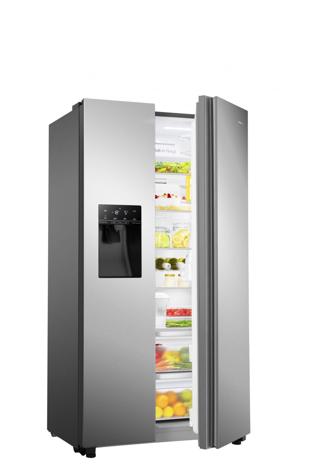 Hisense American Style Non Plumbed Ice And Water Pureflat Fridge Freezer In Steel Rs694n4tcf 7670