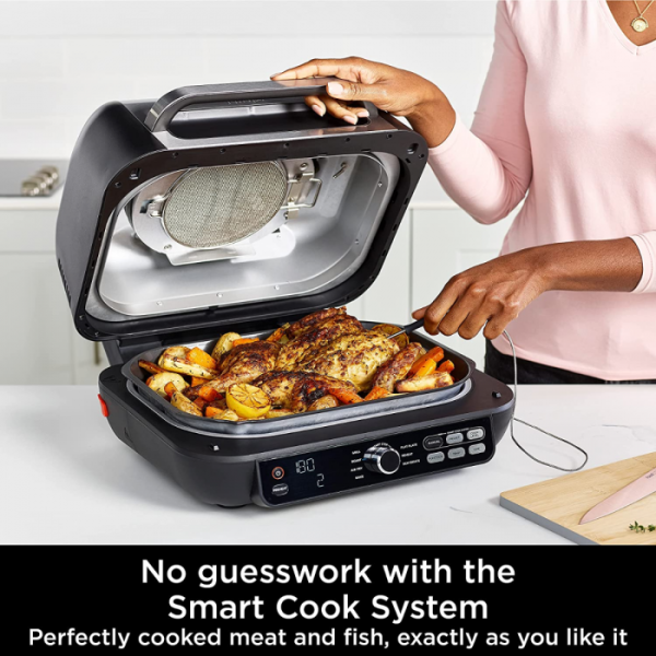 "NINJA AG651UK Foodi Max Pro: 3-in-1 Health Grill, Flat Plate & Air Fryer for Versatile Cooking"